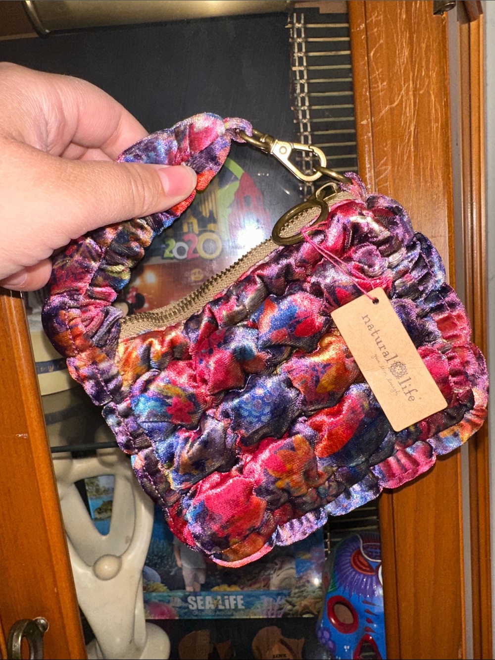 NATURAL LIFE Multicolor Quilted Velvet Wristlet